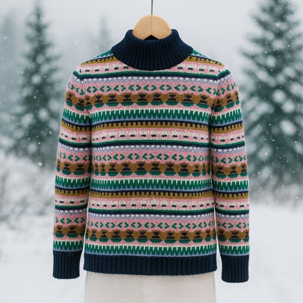 J Crew Womens Fair Isle Sweater Size XS Wool Blend Winter Cottagecore Apres Ski